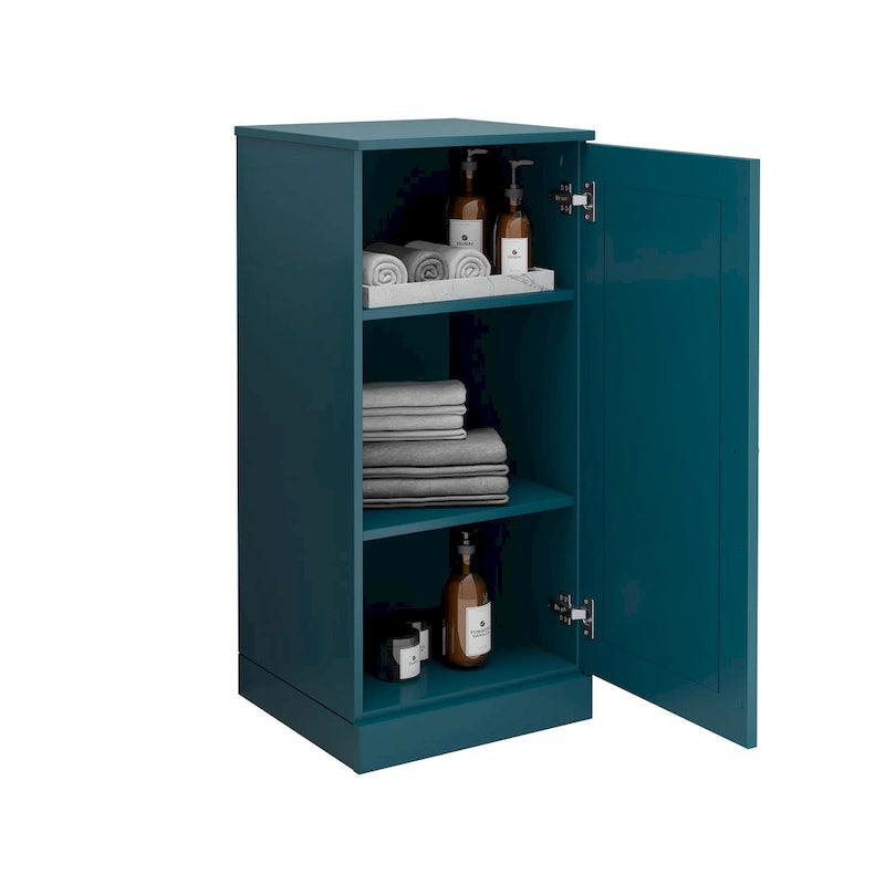 Meuble de salle de bain 100 % bois massif de 42 cm avec étagères réglables et portes en option