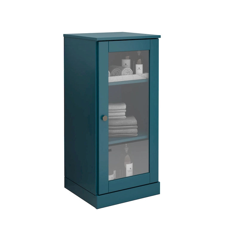 Meuble de salle de bain 100 % bois massif de 42 cm avec étagères réglables et portes en option