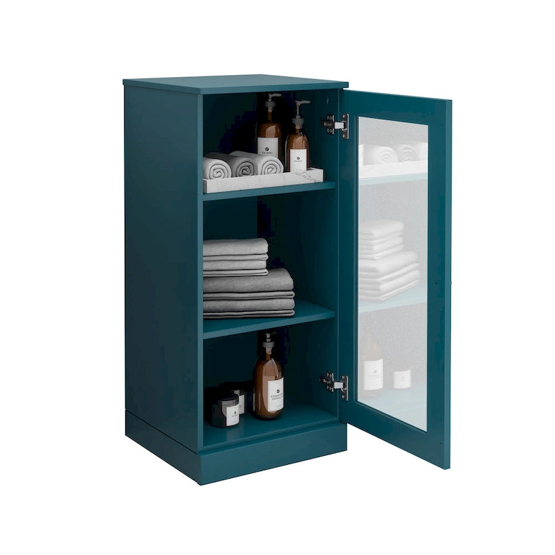 Meuble de salle de bain 100 % bois massif de 42 cm avec étagères réglables et portes en option