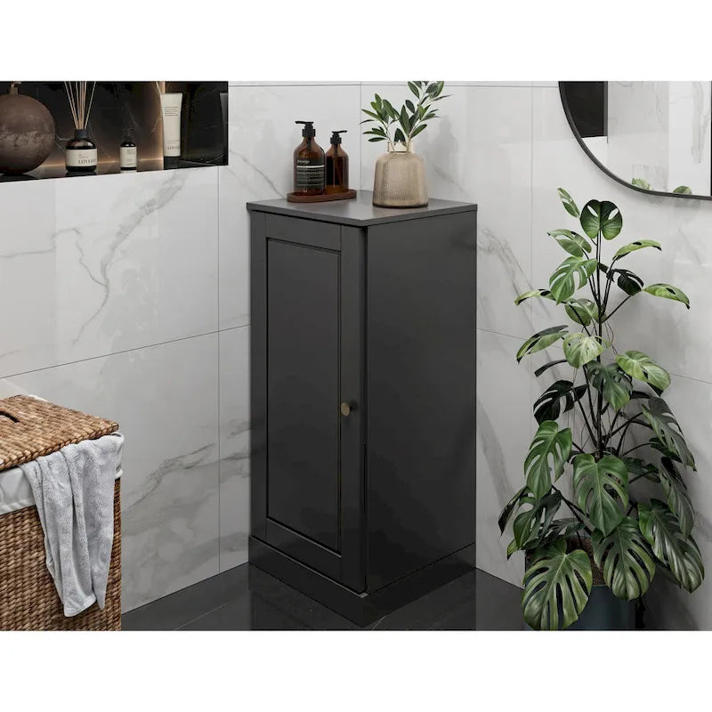 Meuble de salle de bain 100 % bois massif de 42 cm avec étagères réglables et portes en option