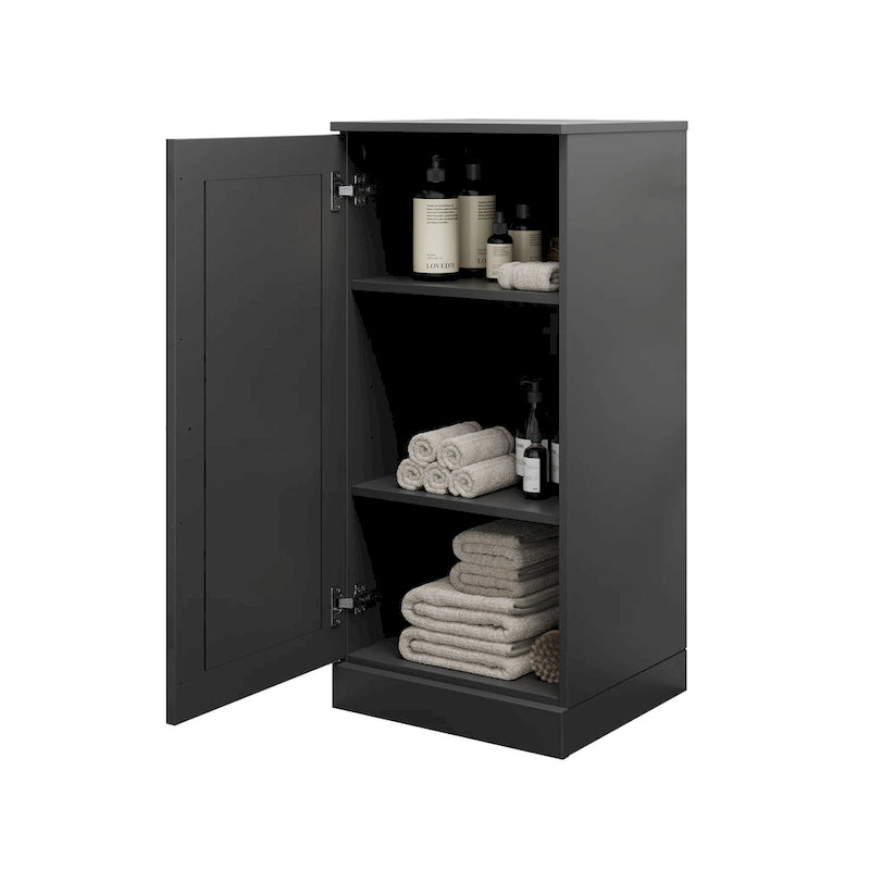 Meuble de salle de bain 100 % bois massif de 42 cm avec étagères réglables et portes en option