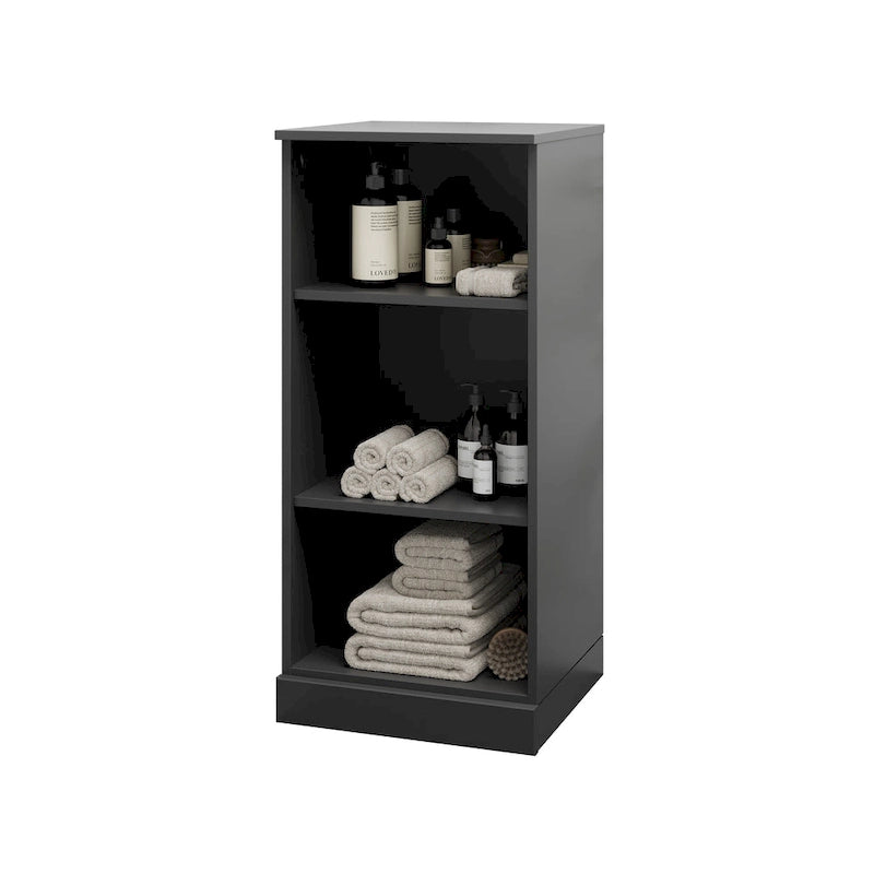 Meuble de salle de bain 100 % bois massif de 42 cm avec étagères réglables et portes en option