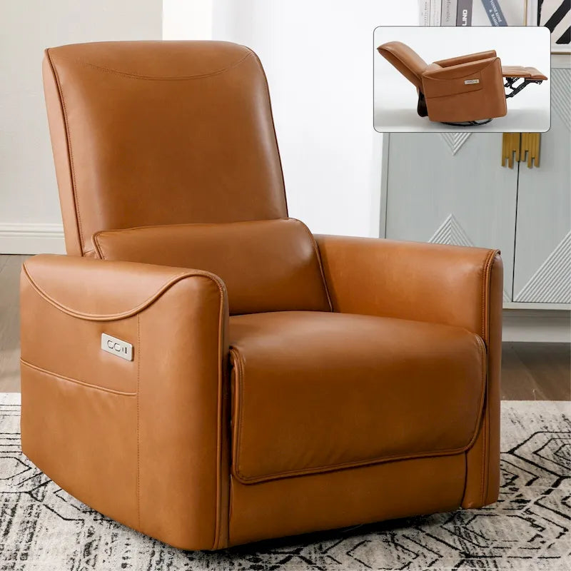 Fauteuil inclinable, pivotant et berçant ergonomique avec chargement USB