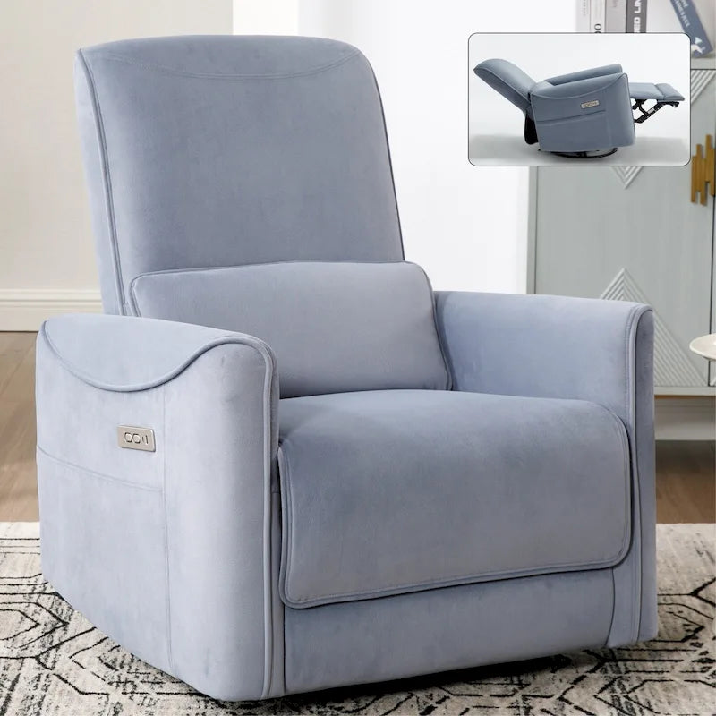 Fauteuil inclinable, pivotant et berçant ergonomique avec chargement USB