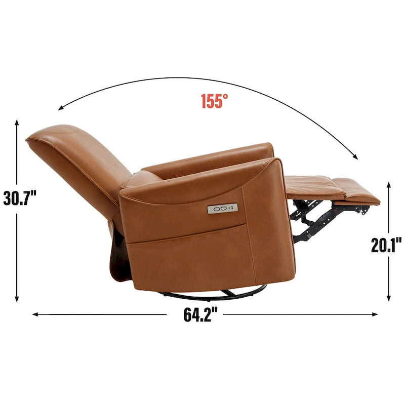 Fauteuil inclinable, pivotant et berçant ergonomique avec chargement USB