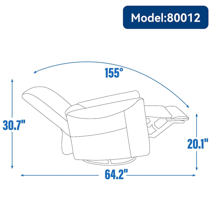 Fauteuil inclinable, pivotant et berçant ergonomique avec chargement USB