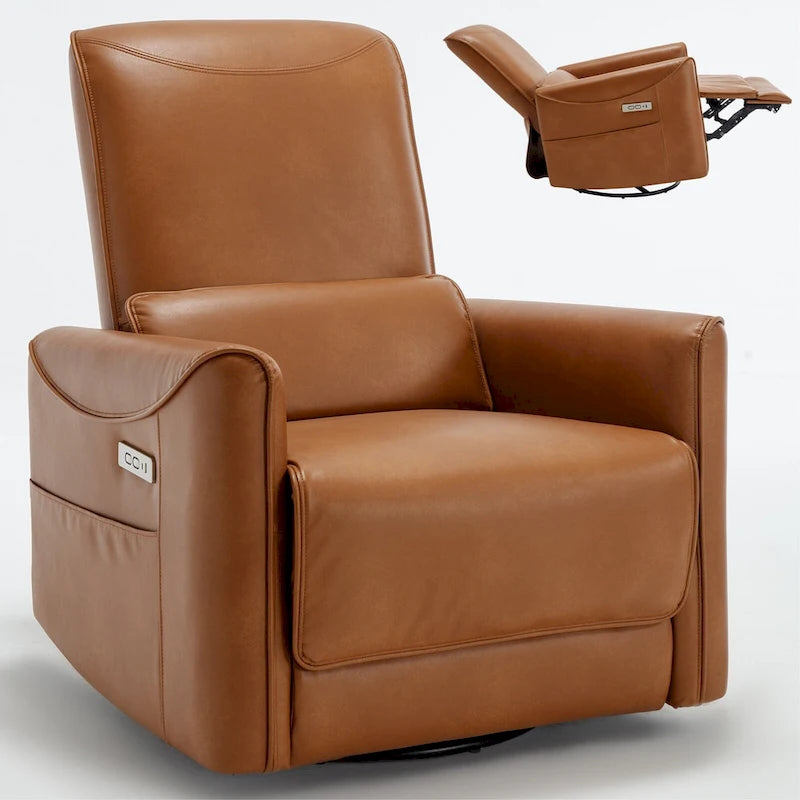 Fauteuil inclinable, pivotant et berçant ergonomique avec chargement USB