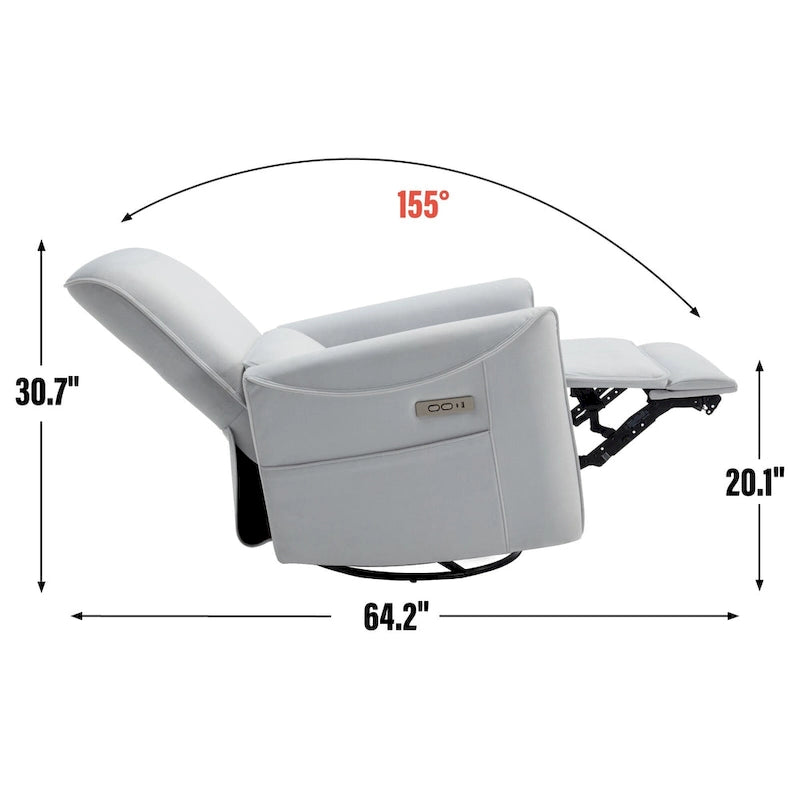 Fauteuil inclinable, pivotant et berçant ergonomique avec chargement USB