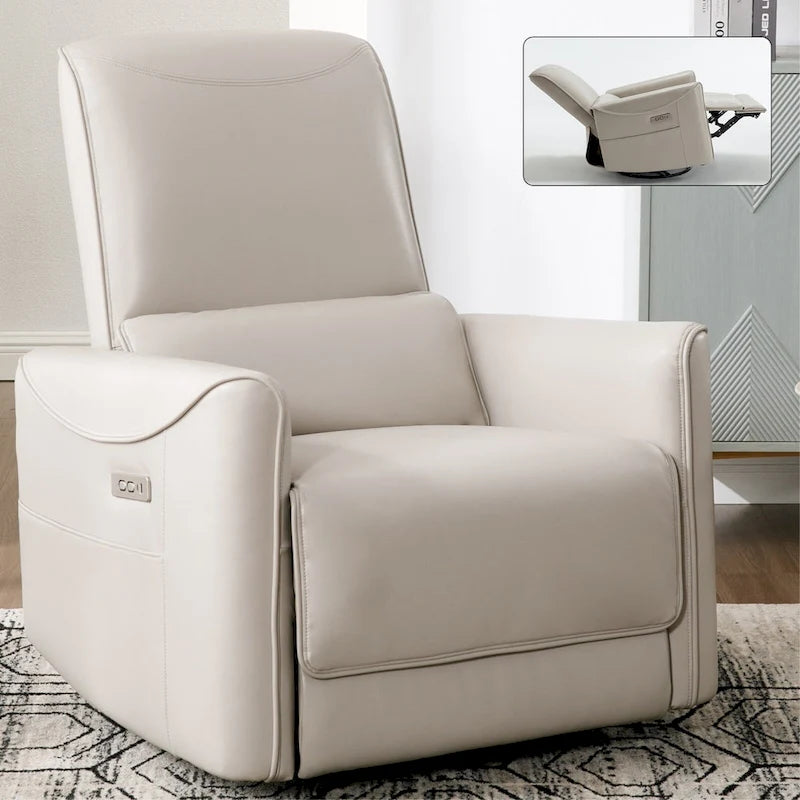 Fauteuil inclinable, pivotant et berçant ergonomique avec chargement USB