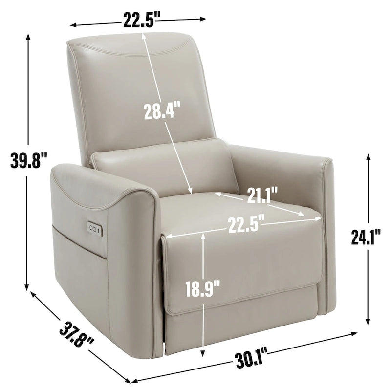 Fauteuil inclinable, pivotant et berçant ergonomique avec chargement USB
