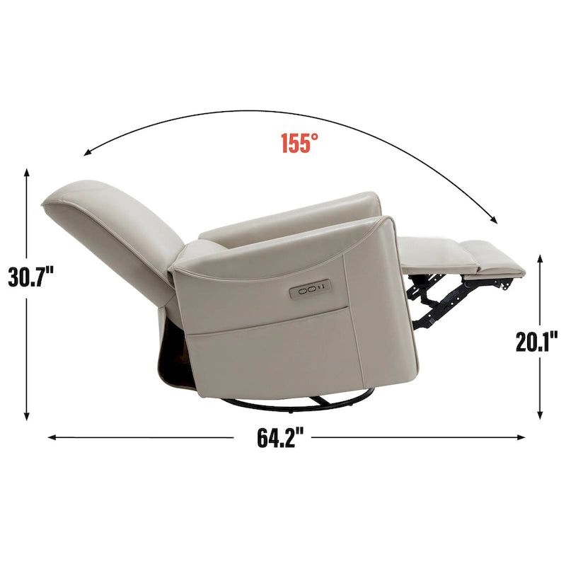 Fauteuil inclinable, pivotant et berçant ergonomique avec chargement USB