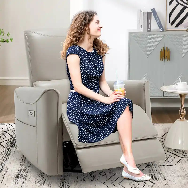 Fauteuil inclinable, pivotant et berçant ergonomique avec chargement USB