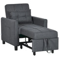 Canapé-lit convertible simple en polyester gris foncé avec dossier réglable