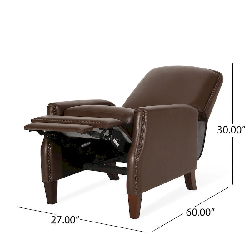 Fauteuil relax inclinable rembourré en similicuir avec clous décoratifs