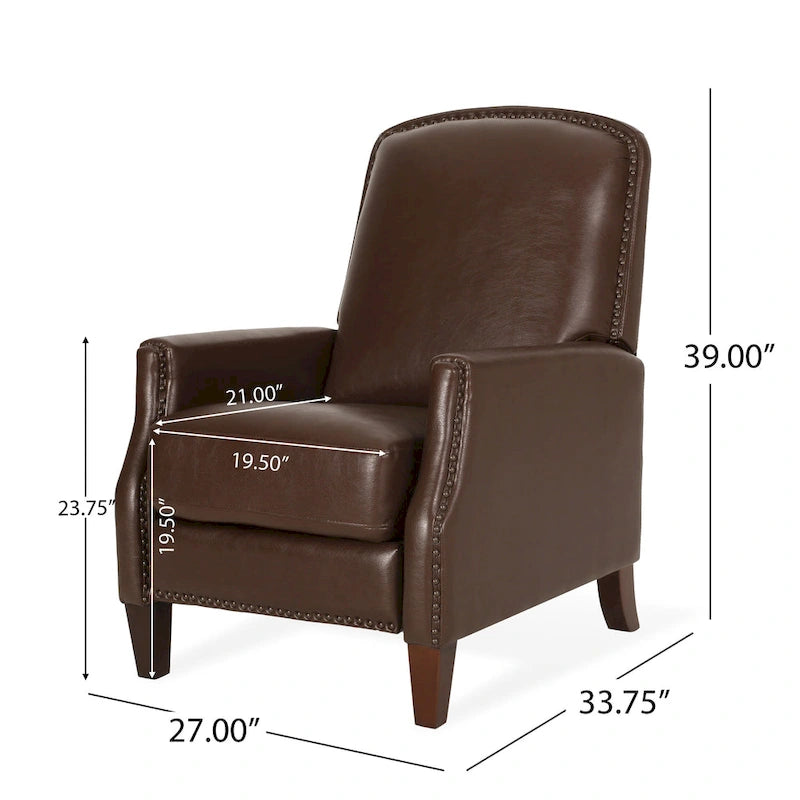 Fauteuil relax inclinable rembourré en similicuir avec clous décoratifs