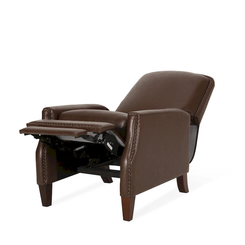 Fauteuil relax inclinable rembourré en similicuir avec clous décoratifs