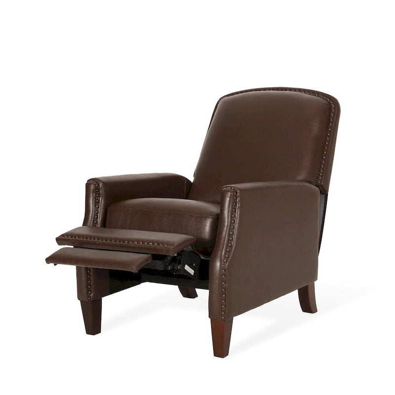 Fauteuil relax inclinable rembourré en similicuir avec clous décoratifs