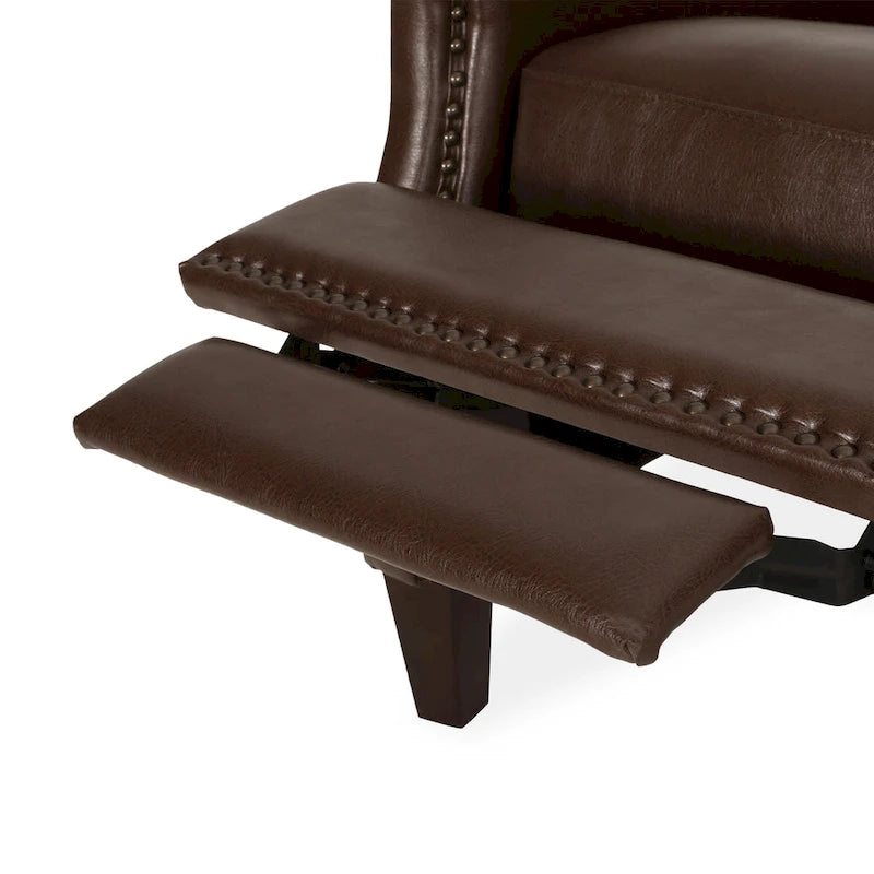 Fauteuil relax inclinable rembourré en similicuir avec clous décoratifs