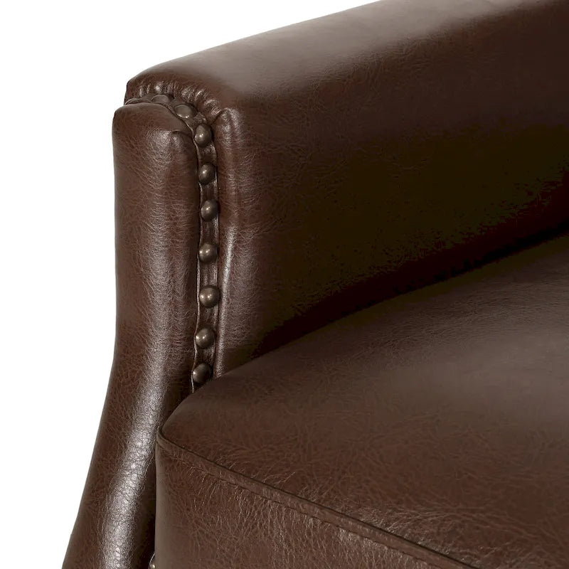 Fauteuil relax inclinable rembourré en similicuir avec clous décoratifs