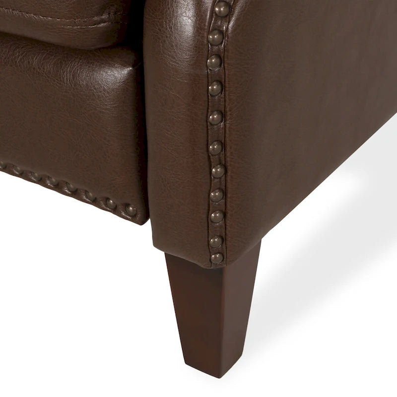 Fauteuil relax inclinable rembourré en similicuir avec clous décoratifs