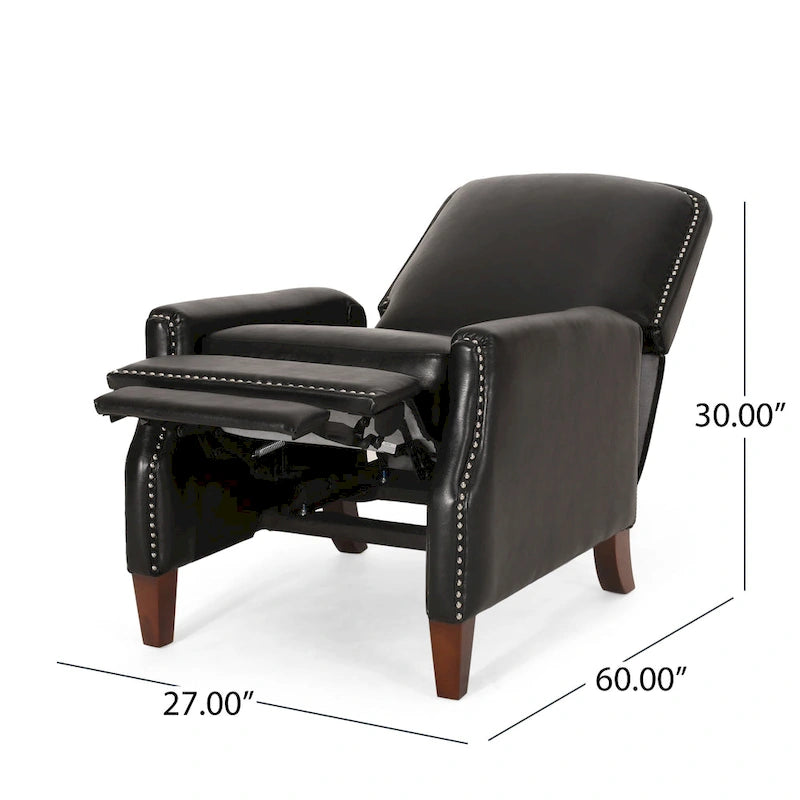 Fauteuil relax inclinable rembourré en similicuir avec clous décoratifs