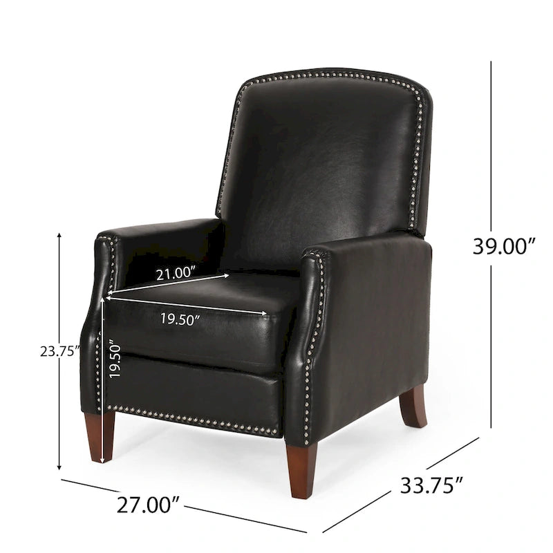 Fauteuil relax inclinable rembourré en similicuir avec clous décoratifs