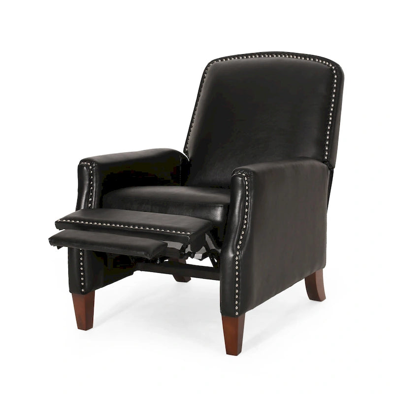 Fauteuil relax inclinable rembourré en similicuir avec clous décoratifs