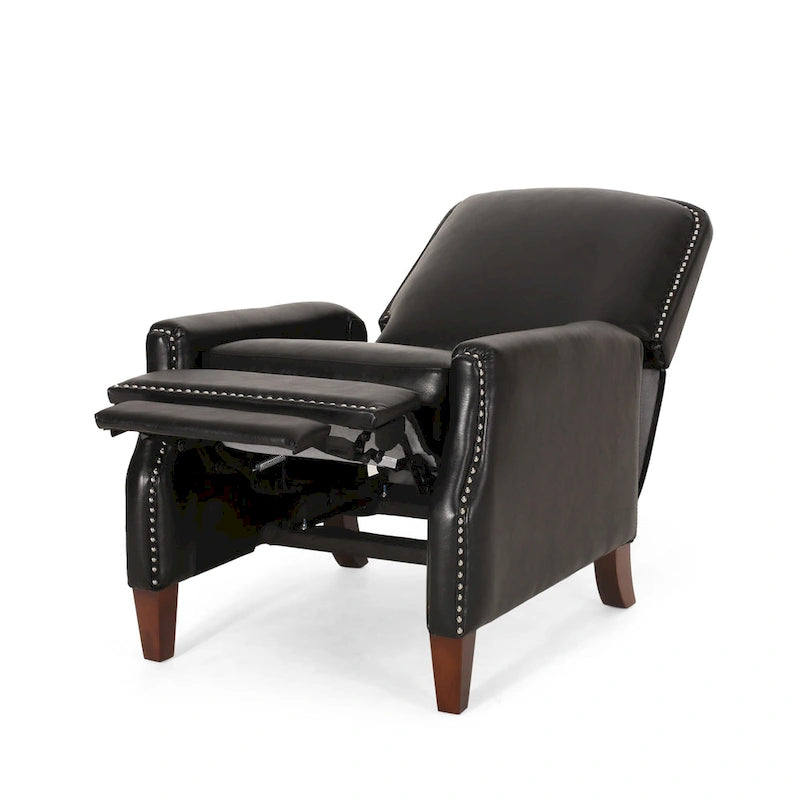 Fauteuil relax inclinable rembourré en similicuir avec clous décoratifs