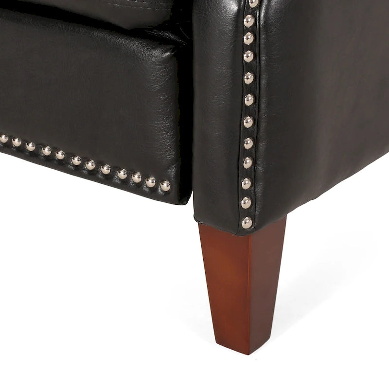 Fauteuil relax inclinable rembourré en similicuir avec clous décoratifs