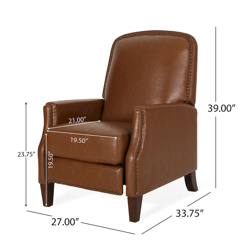Fauteuil relax inclinable rembourré en similicuir avec clous décoratifs
