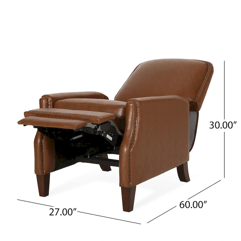 Fauteuil relax inclinable rembourré en similicuir avec clous décoratifs