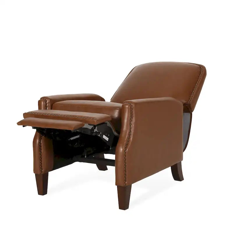 Fauteuil relax inclinable rembourré en similicuir avec clous décoratifs