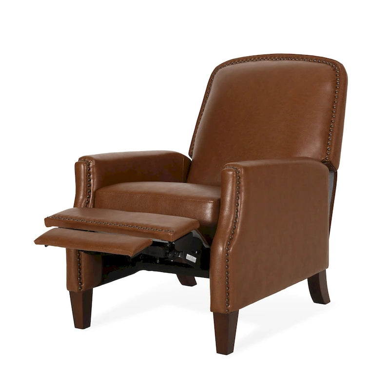 Fauteuil relax inclinable rembourré en similicuir avec clous décoratifs
