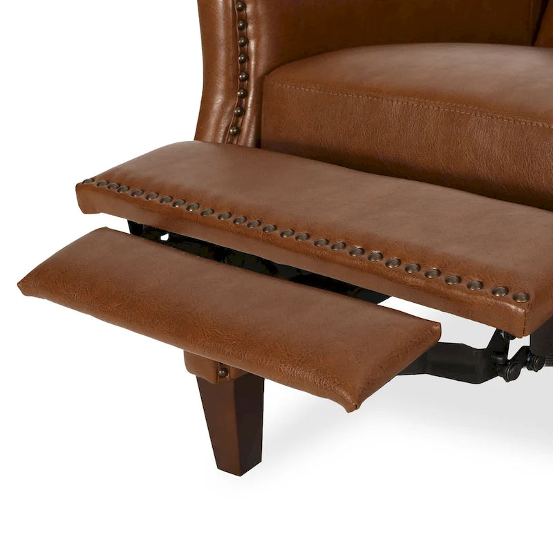 Fauteuil relax inclinable rembourré en similicuir avec clous décoratifs