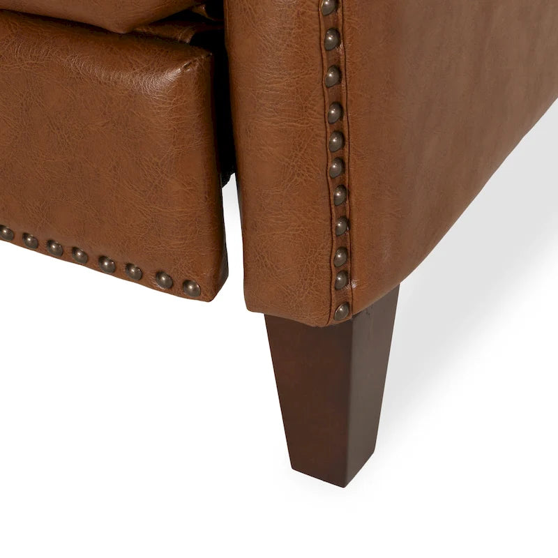 Fauteuil relax inclinable rembourré en similicuir avec clous décoratifs