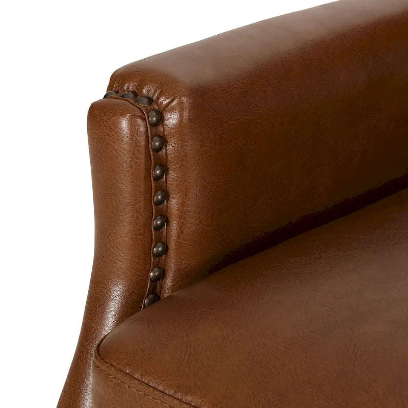 Fauteuil relax inclinable rembourré en similicuir avec clous décoratifs