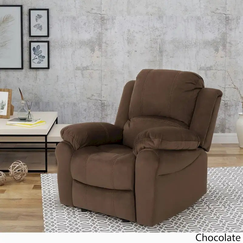 Fauteuil inclinable glissant en microfibre avec coussins moelleux et cadre surdimensionné