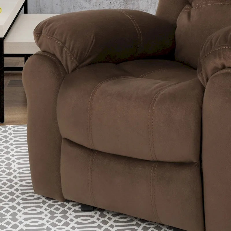 Fauteuil inclinable glissant en microfibre avec coussins moelleux et cadre surdimensionné