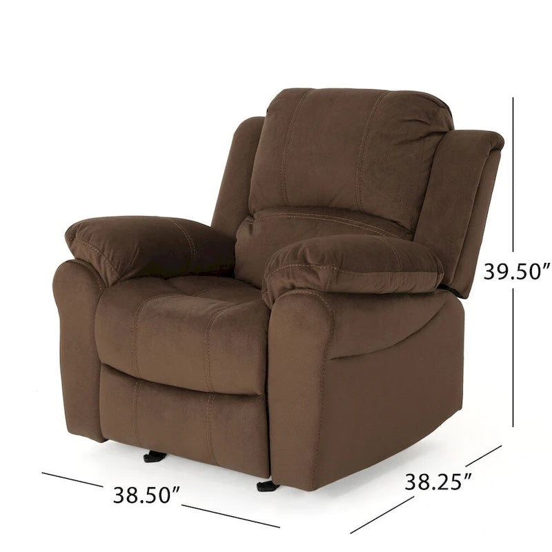 Fauteuil inclinable glissant en microfibre avec coussins moelleux et cadre surdimensionné