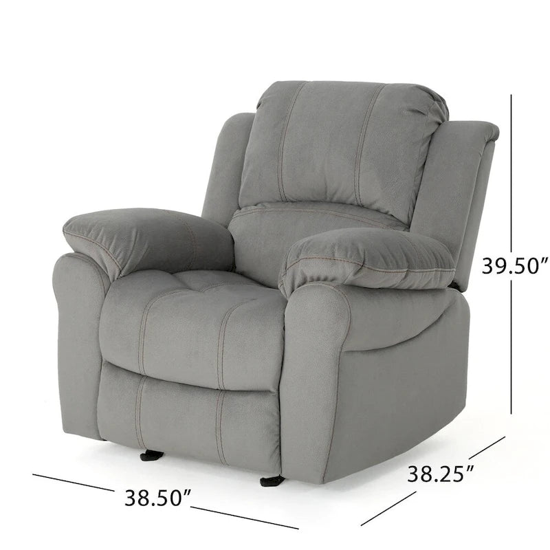 Fauteuil inclinable glissant en microfibre avec coussins moelleux et cadre surdimensionné