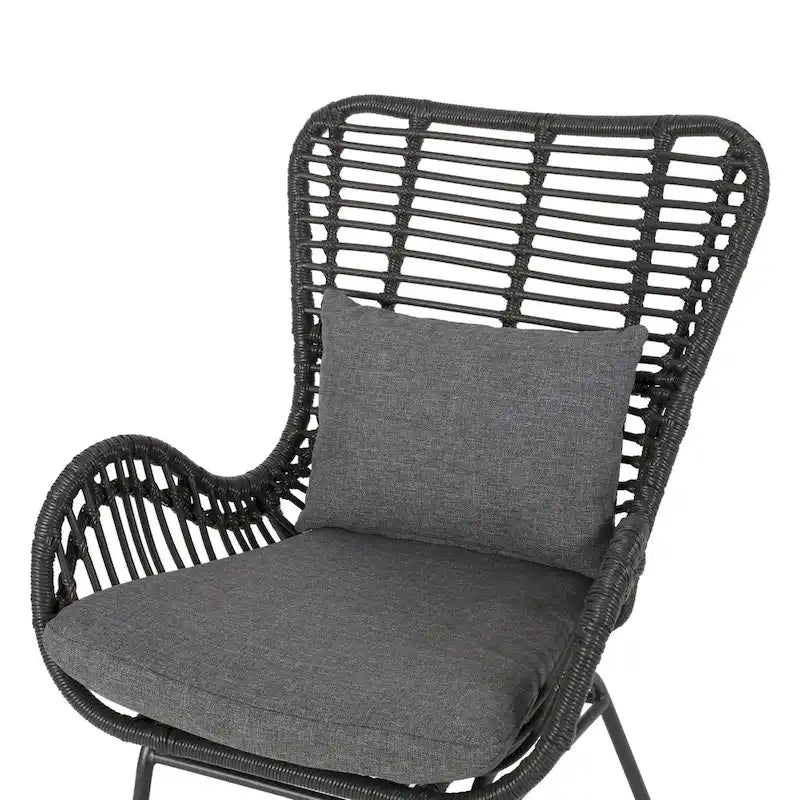 Fauteuil de jardin moderne bohème en osier avec rotin synthétique et structure en acier
