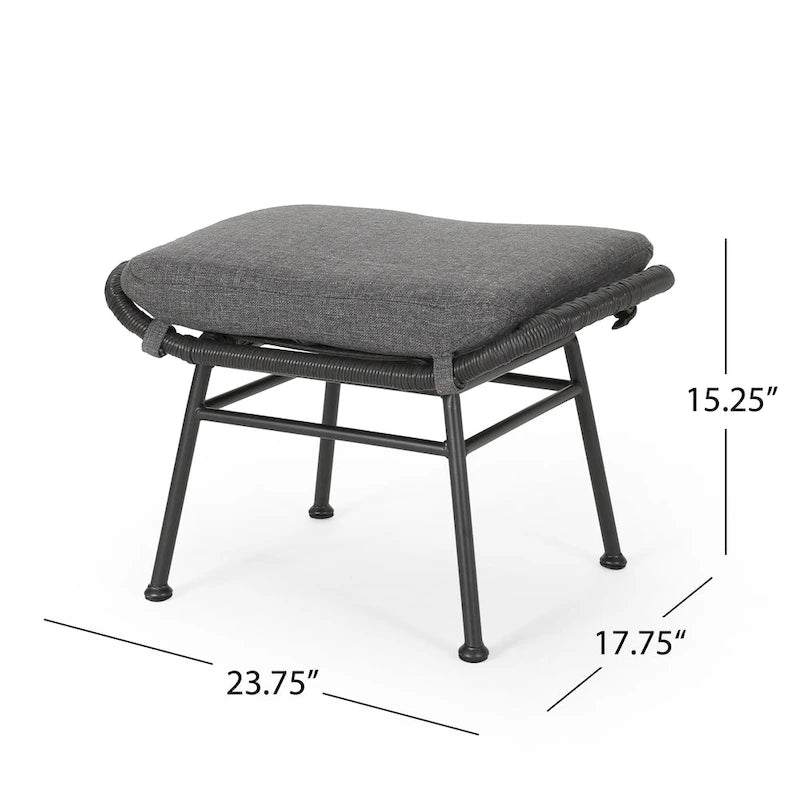 Fauteuil de jardin moderne bohème en osier avec rotin synthétique et structure en acier