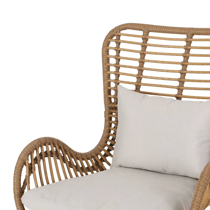 Fauteuil de jardin moderne bohème en osier avec rotin synthétique et structure en acier