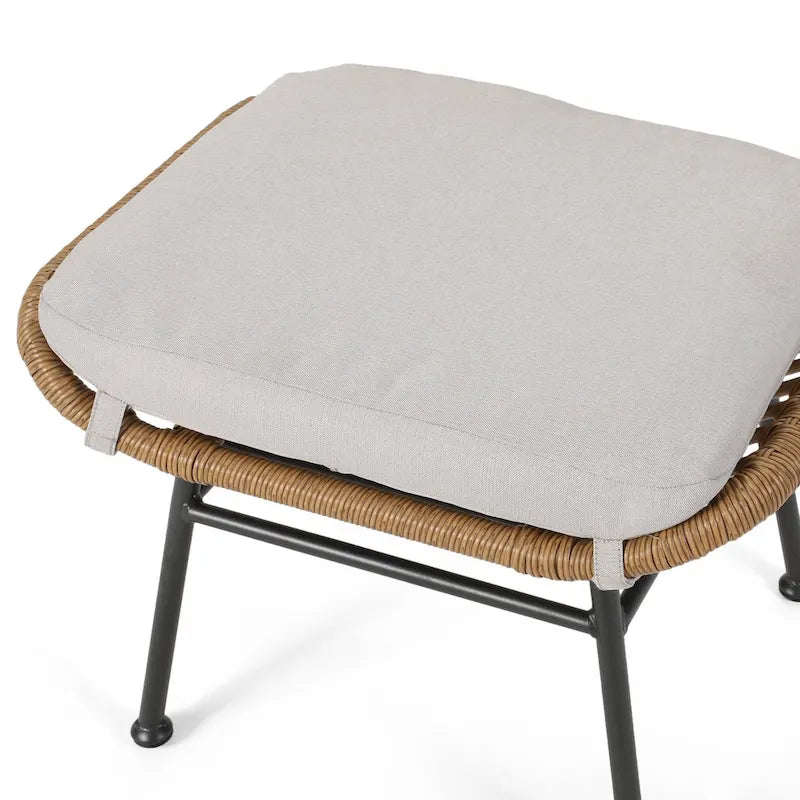 Fauteuil de jardin moderne bohème en osier avec rotin synthétique et structure en acier