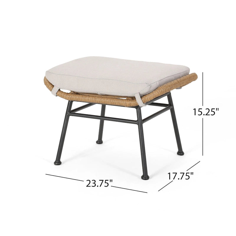 Fauteuil de jardin moderne bohème en osier avec rotin synthétique et structure en acier
