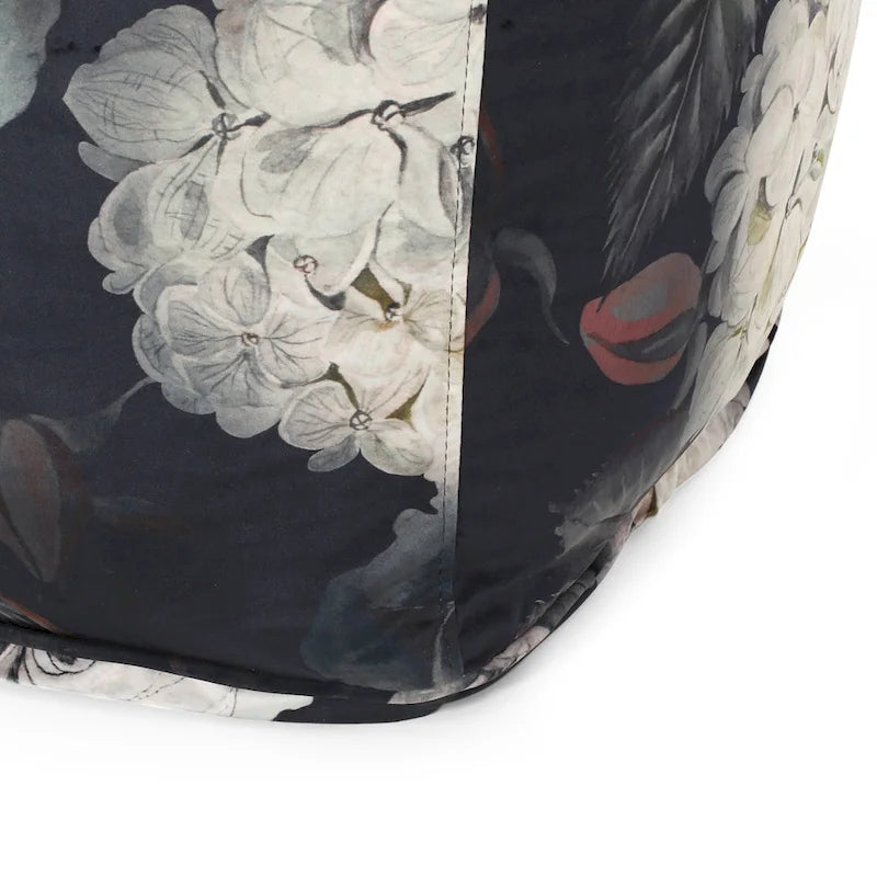 Pouf cube imprimé de fleurs en tissu traditionnel avec rembourrage en billes de polystyrène