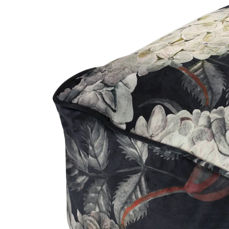 Pouf cube imprimé de fleurs en tissu traditionnel avec rembourrage en billes de polystyrène