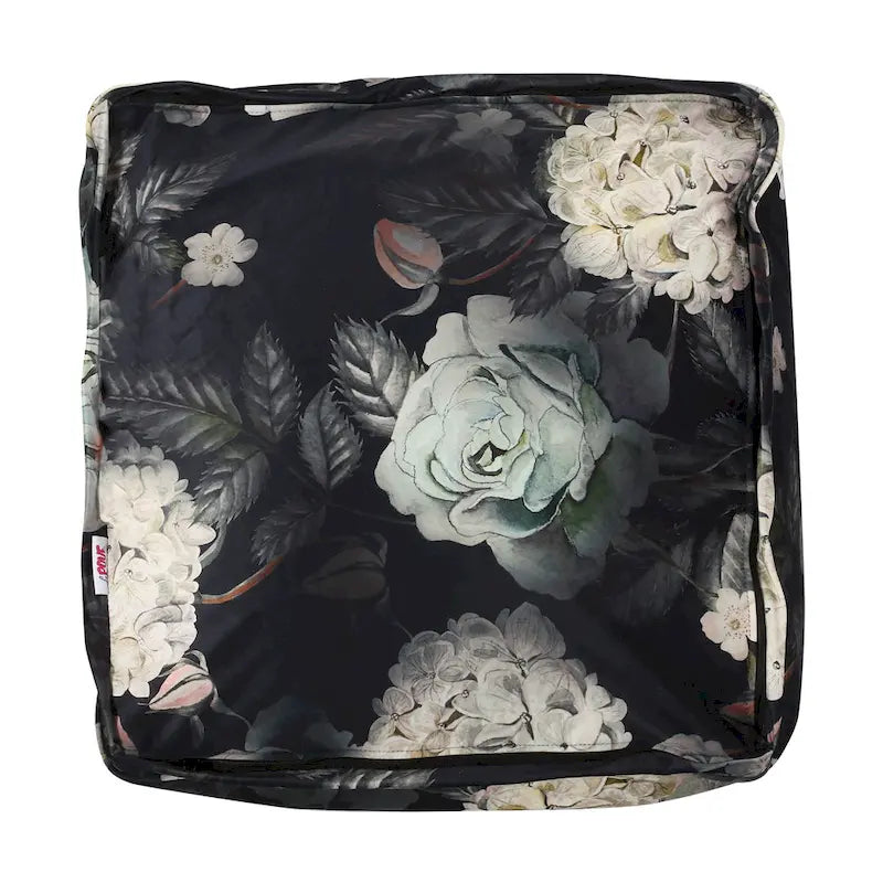 Pouf cube imprimé de fleurs en tissu traditionnel avec rembourrage en billes de polystyrène