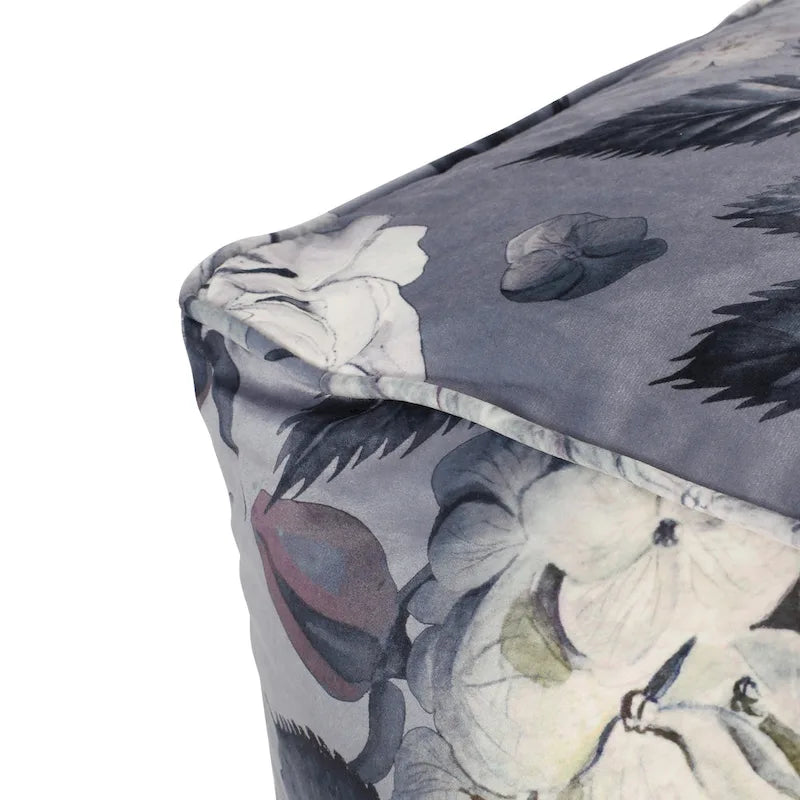 Pouf cube imprimé de fleurs en tissu traditionnel avec rembourrage en billes de polystyrène