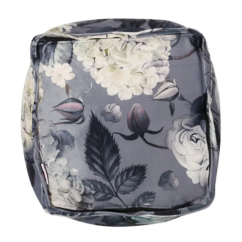 Pouf cube imprimé de fleurs en tissu traditionnel avec rembourrage en billes de polystyrène
